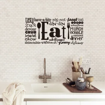 

English Bible Proverbs Wall Stickers Kitchen Decoration Stickers Cutlery Eat Art Design Wall Stickers Hot Wall Decoration