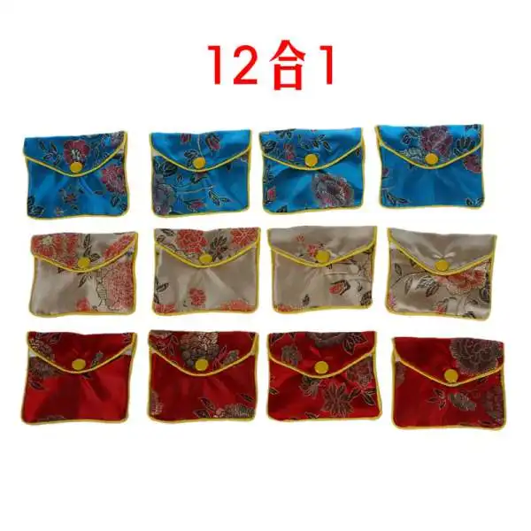 12 шт. шелковый кошелек мешочки ювелирные изделия Упаковка подарочные пакеты для ожерелья серьги кольца Rangement Bijoux porta joias organizador de - Цвет: 3 colors