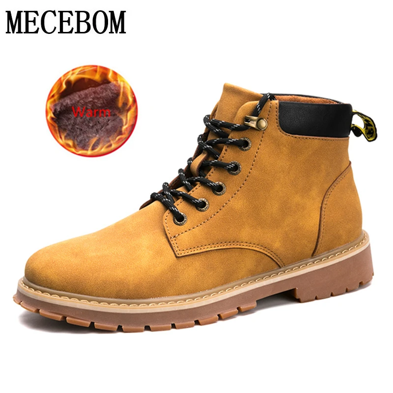 

Winter Men's Desert Boots Yellow Plush Warm Ankle Boots Lace-up Men Casual shoes Men boot botas hombre size 39-44 a888m