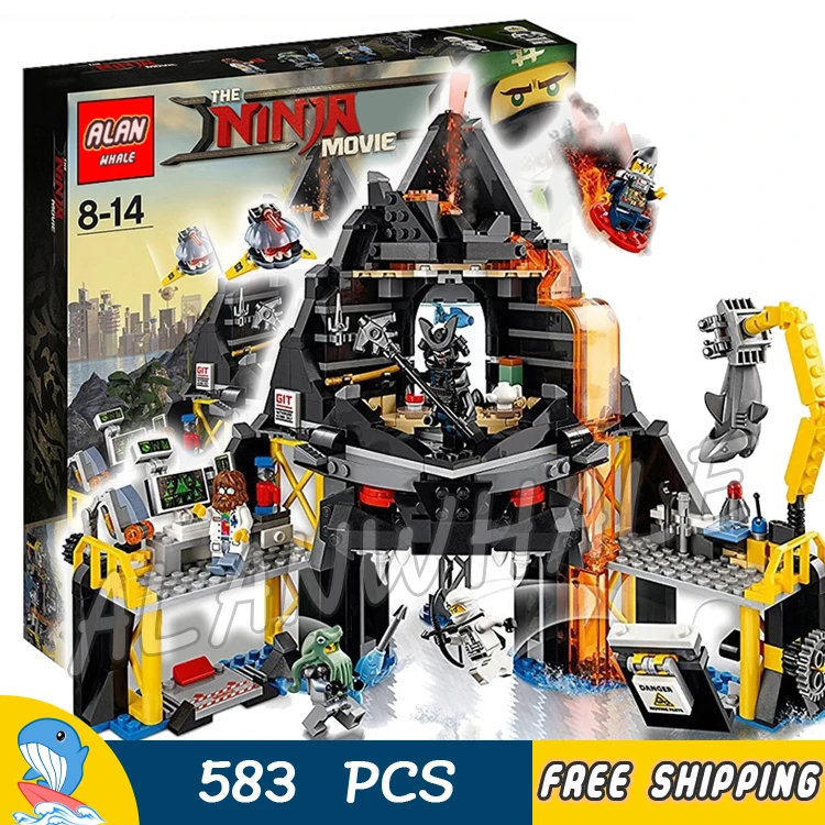 

554pcs Ninja Movie Garmadon's Volcano Lair Base Fortress 10798 Model Building Blocks Assemble Toys Bricks Compatible With Lego