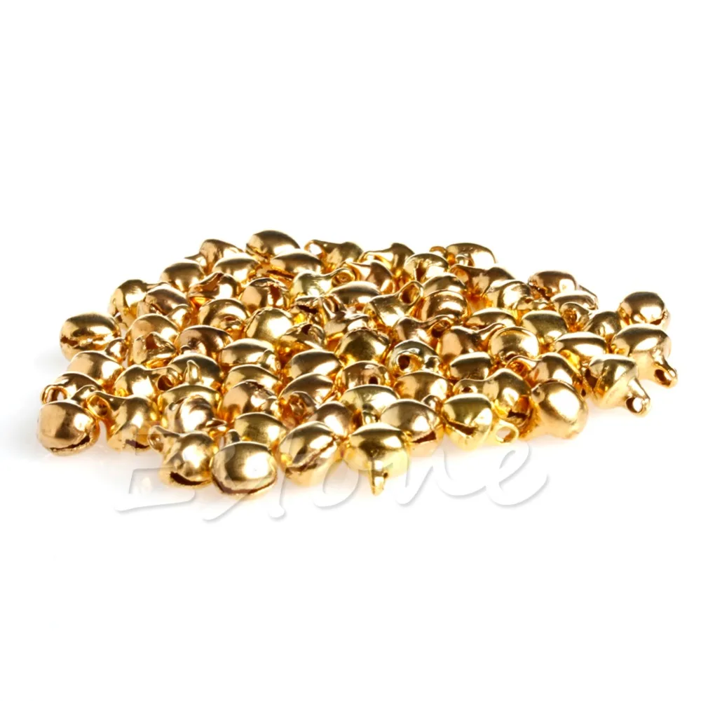 

100pc Small Bell Craft Jewelry Wedding Charms Bead Findings 6mm Gold/Silver/Mixed Color
