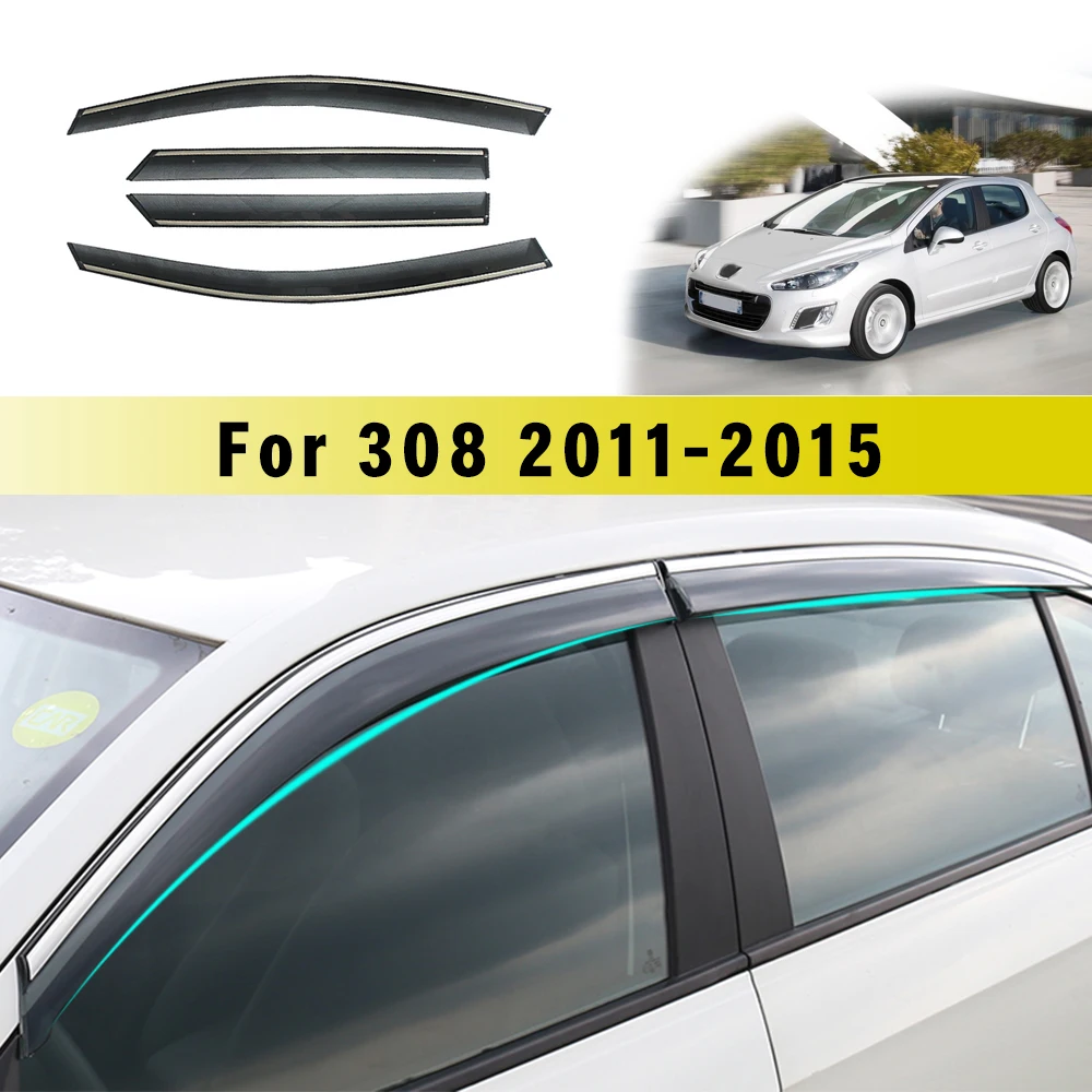 

Car Smoke Window Sun Rain Visor For Peugeot 308 2011 2012 2013 2014 2015/2016-2018Car Sunny visor Deflector Guard Accessories