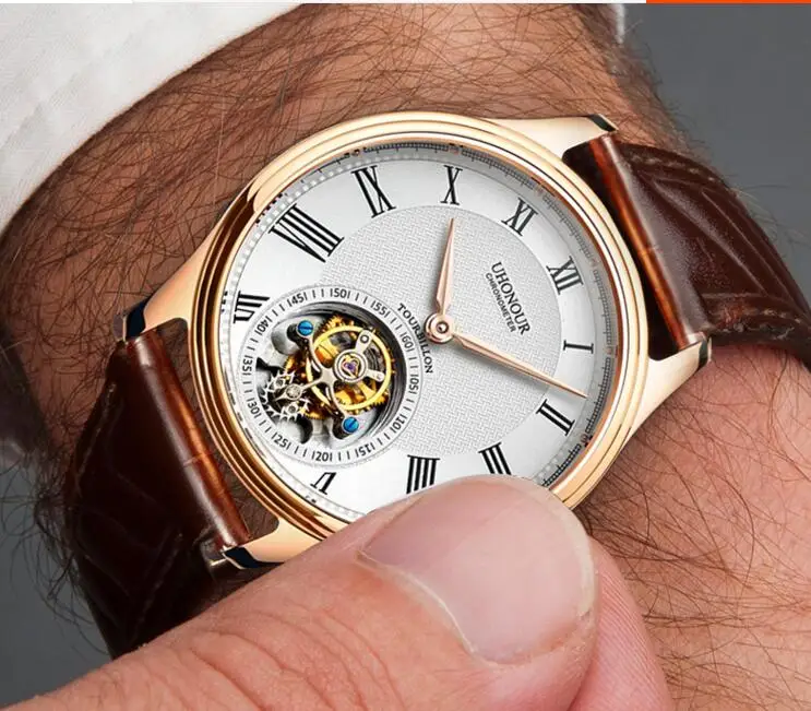 Мужские механические часы с турбийоном, сапфировые часы с ручным заводом, 25 драгоценностей, роскошный подарок из натуральной кожи, мужские часы с изображением Чайки