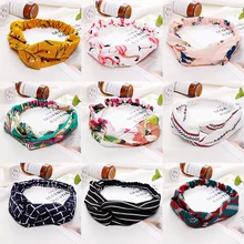 Diadema de rayas con estampado de nudo cruzado para mujer, cintas elásticas para el cabello, turbante suave, accesorios para el cabello