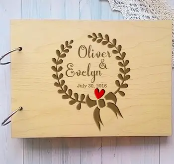 

Wooden Personalized Wedding Guest Book Alternative Unique Wreath Wedding Guestbook,Custom Name Sign Book,Rustic Wedding Decor