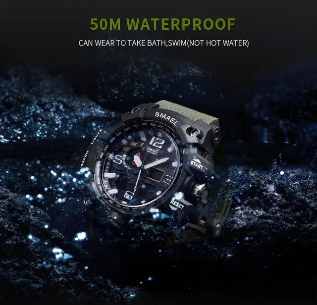 Men Military Watch 50m Waterproof Wristwatch LED Quartz Clock Sport Watch Male relogios masculino 1545 Sport S Shock Watch Men -