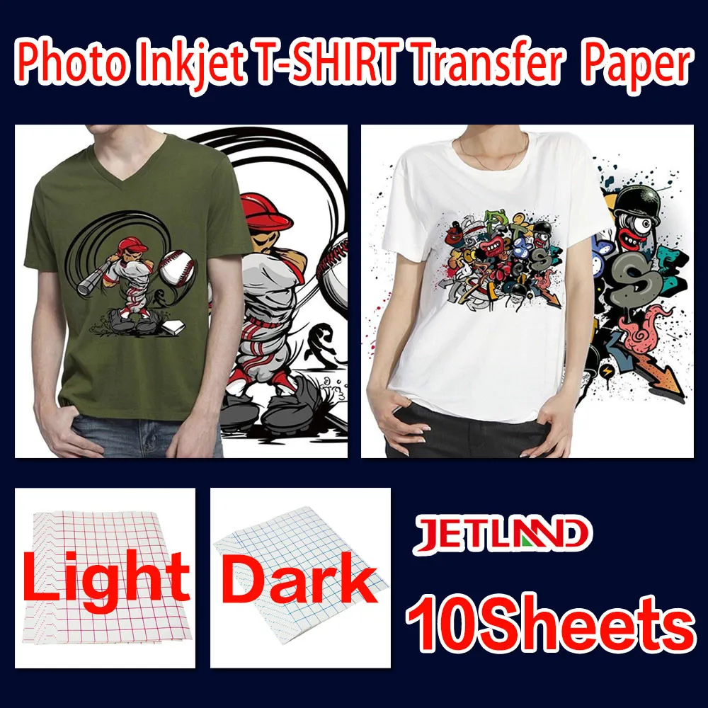 20Pc On T-shirt Light Fabric A4 Inkjet Printer Heat Transfer Paper Kit US 