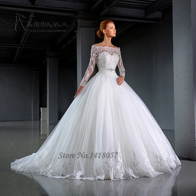 White Long Sleeve Wedding Dress 10