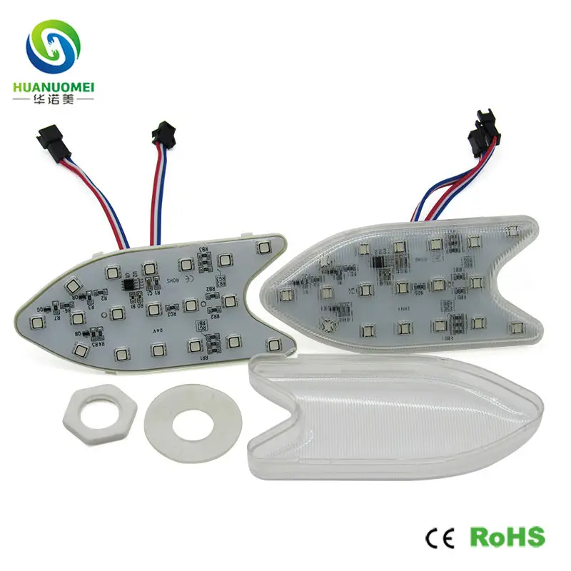 

24v fish shape pixels ucs1903 18leds smd 5050 rgb led module led pixel light 130mm modules lightbox amusement park ride lights