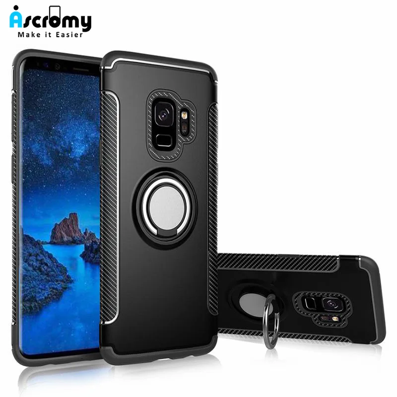 Ascormy Slim Dual Layer Armor Protective Case Cover With Finger Ring Holder Kickstand For Samsung Galaxy S8 S9 Note 9 8 A6 Plus |