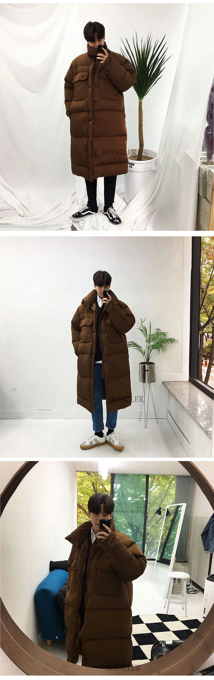 AreMoMuWha мужское хлопковое пальто, мужское длинное пальто с толстым зимним стоячим воротником, пуховое хлопковое пальто, Корейская версия свободного тренда
