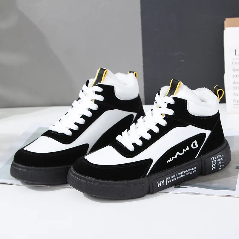 

JINBEILEE Women's Winter Plus Velvet Skateboarding Shoes Wild Thick Bottom Plus Cotton Sports Casual Shoes Leisure