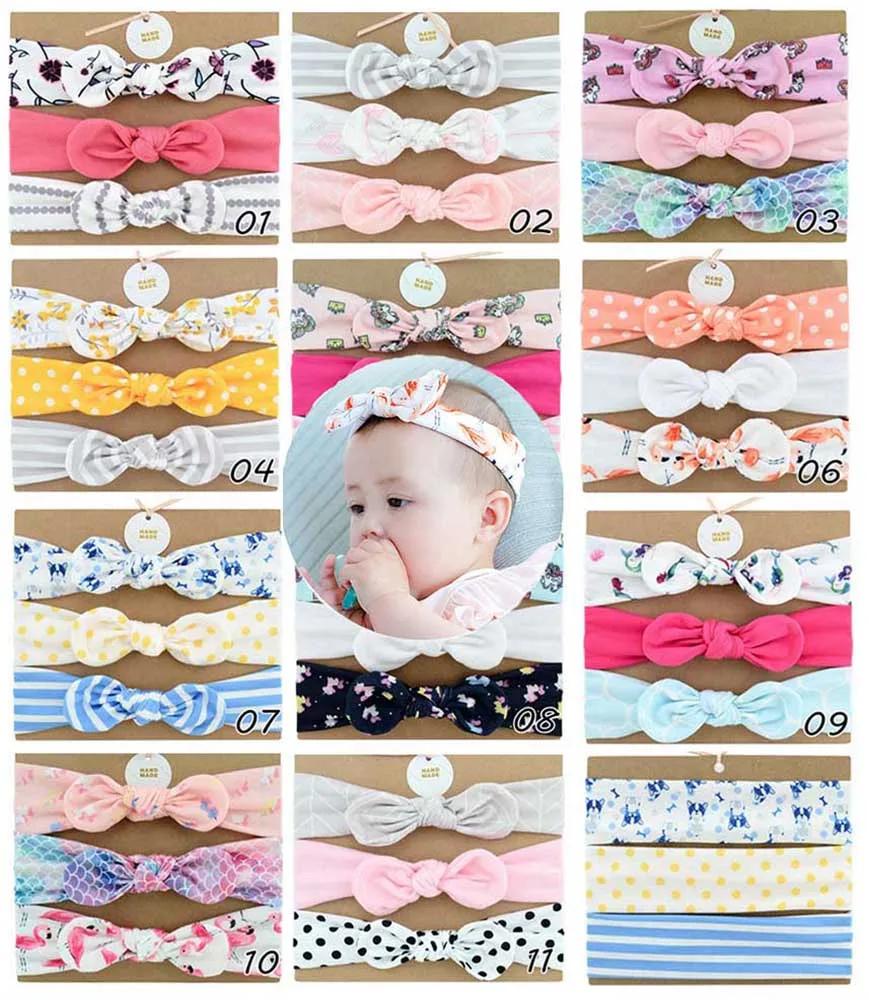 

3Pcs Baby Girls Headband Unicorn Cute Rabbit Ear Baby Elastic Hairband Headbands Children Turban Hair Accessories Set 911