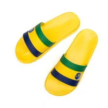 Индивидуальные летние желтые полосатые мужские шлепанцы для сборной; коллекция года; пляжные шлепанцы; мужские Вьетнамки; шлепанцы для ванной; 45