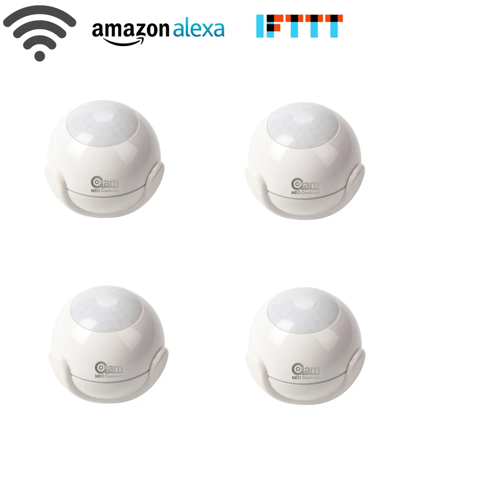

NEO Coolcam 4pcs/lot Smart WiFi PIR Motion Sensor,Battery Operated,No Expensive Hub Required