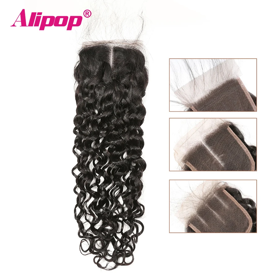 Water Wave Closure Peruvian Hair 4x4 Lace Closure Human Hair Closure 10-20 22 24 Inches Closure Free Middle 3 Part Remy Hair (28)
