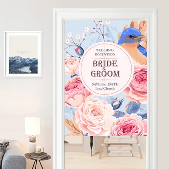 

Garden Flower Door Curtain Living Room Partition Curtain Kitchen Bedroom Half Curtain Noren Entrance Feng Shui Door Curtain