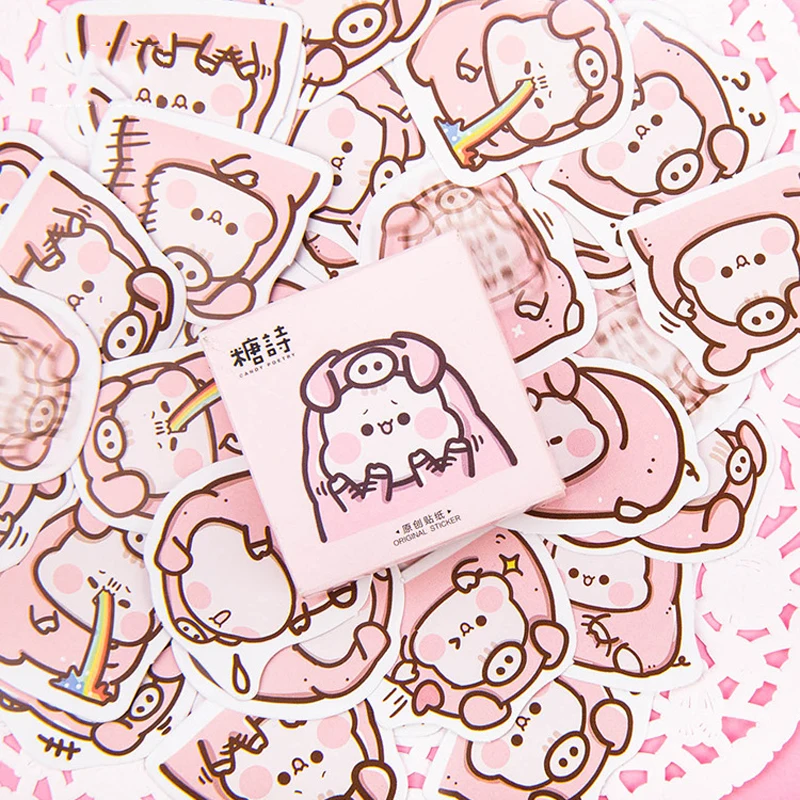 Joylong 45Pcs Pusheen Kids Stickers Scrapbooking Cute Cartoon Pink Pig Kawaii Sticker Pack Toys For Children Diary Decoration | Игрушки и
