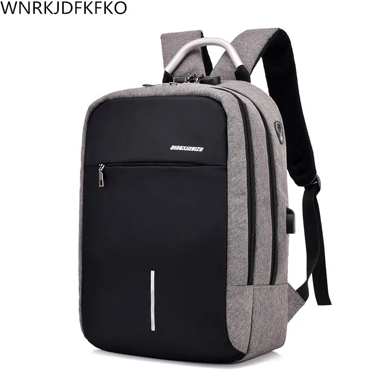 Зарядка через usb Для мужчин Anti-Theft Backpack 15,6-дюймовый ноутбук рюкзак Для мужчин холст путешествия мода рюкзак школьный рюкзак