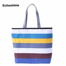Excellent Quality Summer Style Vintage Canvas Bag Womens Shoulder Bags Ladies Beach Bag Strip Tote Purse Handbag Bolsa Feminina