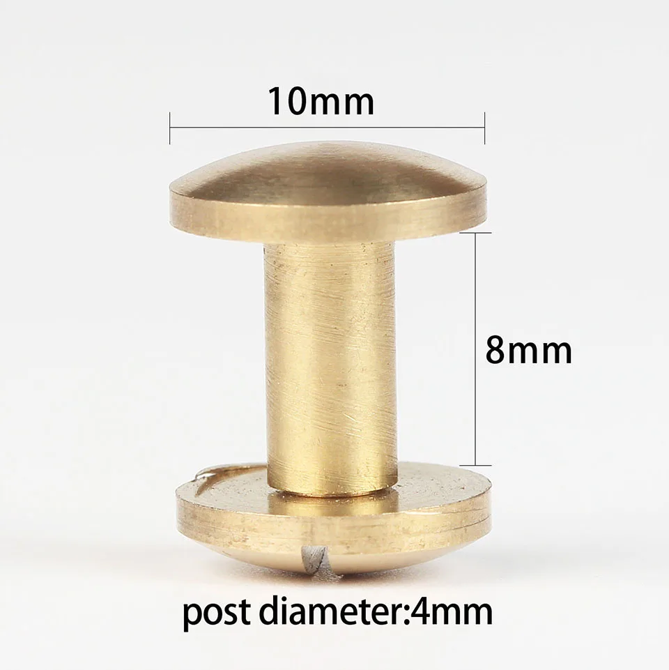WUTA латунный дуговой ремень винт шпилька двойная изогнутая головка Чикаго гвоздь заклепки для кожаного ремесла DIY ремень/ремень аксессуары-мульти-Размер - Цвет: 10x8mm