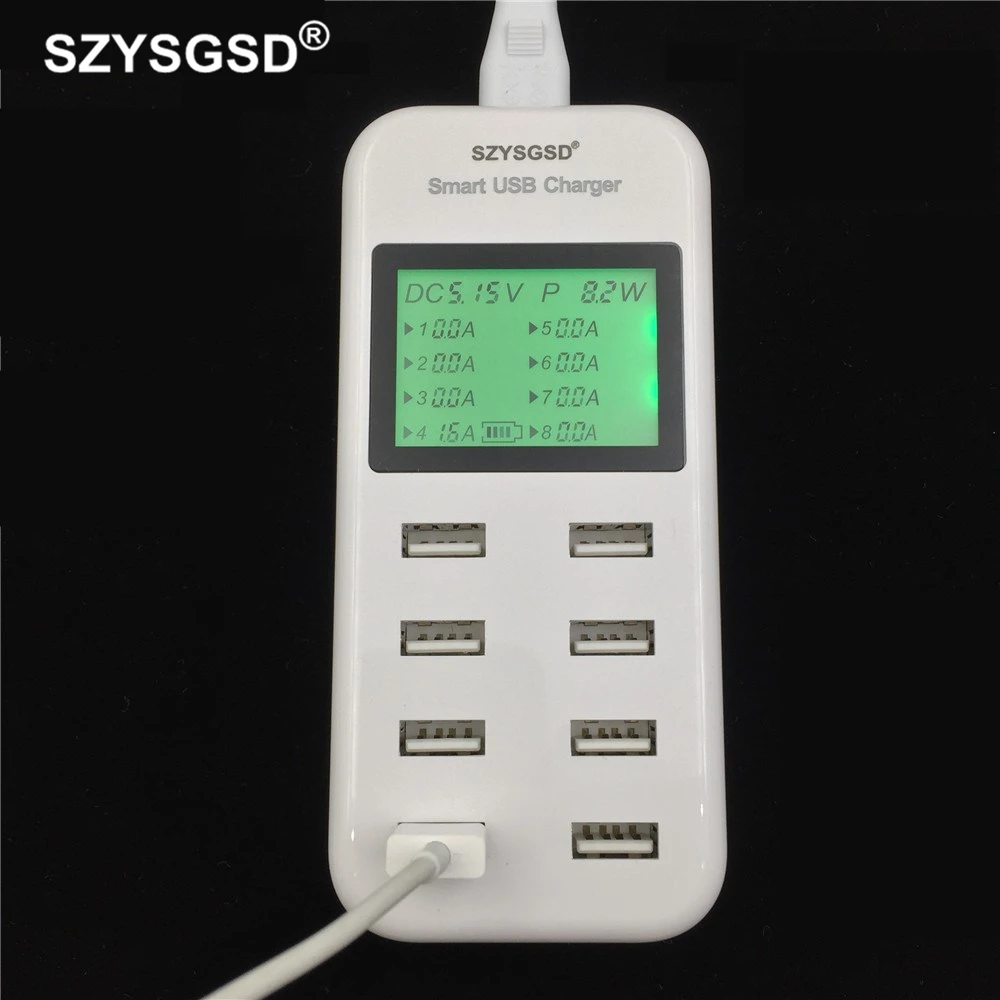 

SZYSGSD US EU UK Multi 8 Ports USB Charger with Lcd Screen DC Voltmeter Smart Wall Charger for Iphone Huawei Samsung Xiaomi Cell