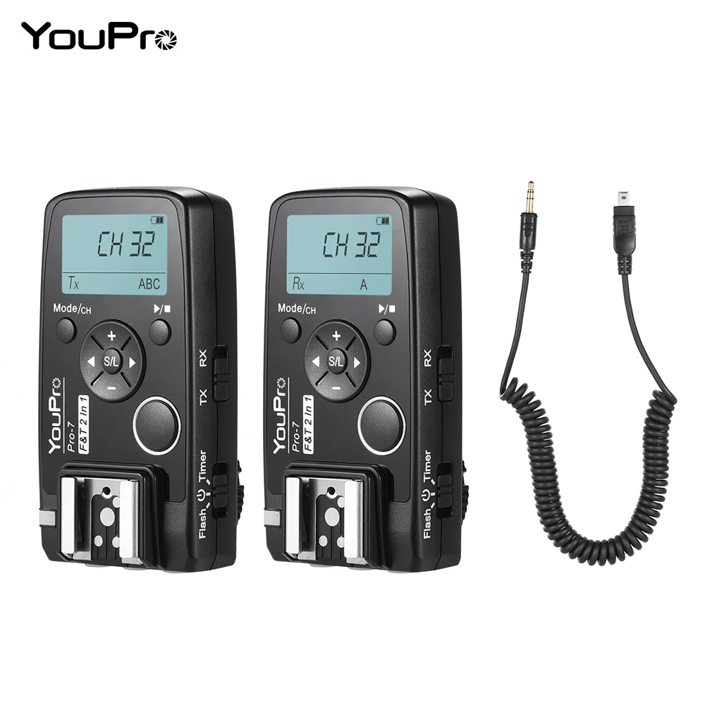 YouPro Pro 7 Wireless Shutter Timer Remote & Flash Trigger 2in1 with E3