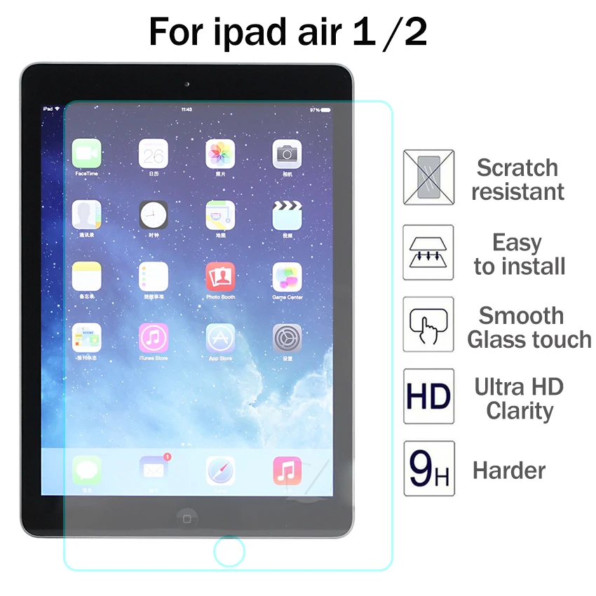 Real Hard HD Tempered Glass Temper Glass Screen Protector For Apple Ipad Air