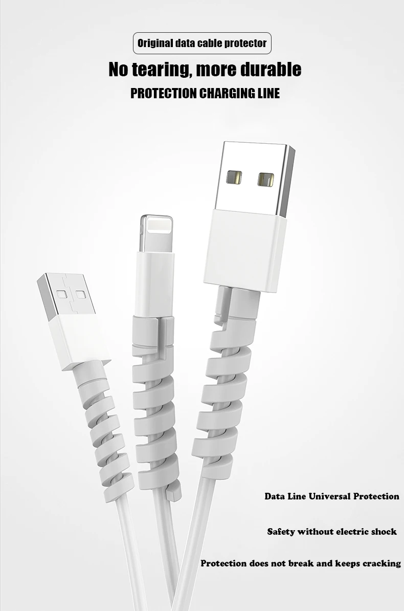 10 шт. кабель протектор спиральная трубка провода устройство для сматывания шнура Органайзер держатель кабеля для iPhone samsung Xiaomi покрытие кабеля