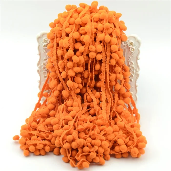 5 метров 1 см кружевная Лента ткань Швейные аксессуары помпон хлопок украшения с помпонами кисточка шар бахрома отделка DIY Материал Одежда - Цвет: Orange