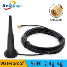 5dBi Водонепроницаемая wifi 4g антенна маршрутизатор внешняя Wlan антенна 2,4G Bluetooth двойная wifi антенна SMA-j Разъем 3 м 5 м кабель