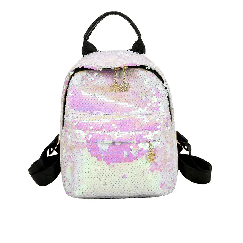 Высококачественный модный женский Блестящий рюкзак с блестками из искусственной кожи, мини-рюкзак, школьная сумка для путешествий - Цвет: White