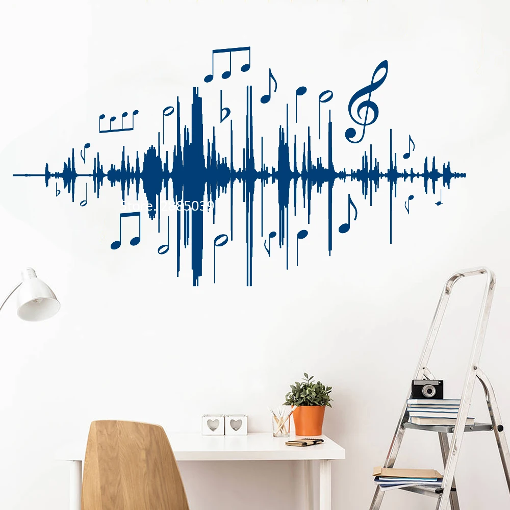 Музыкальная звуковая Наклейка на стену с музыкальной частотой, виниловые наклейки на стену для спальни, детской комнаты, детской комнаты, гостиной, домашнего декора LC1092