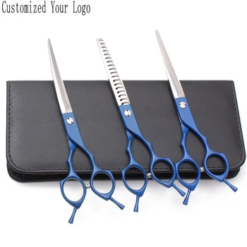 

3Pcs Suit 6.5" 440C Engrave Logo Dog Scissors Straight Scissors Thinning Shears Curved Shears Grooming Scissors Pet Shears C3009