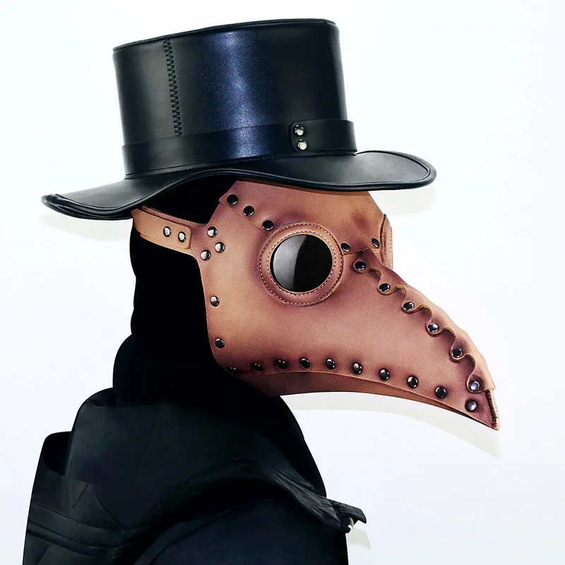 

Brown PU Leather Vintage Plague Bird Mask Halloween Anime Cosplay Accessories Gothic Makeup Party Masks Adults Steampunk Props