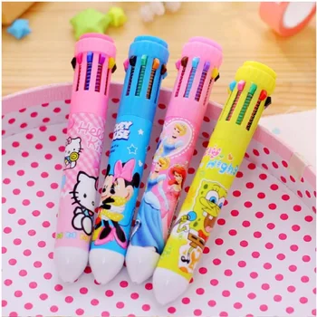 

Ten - color automatic press the ballpoint pen learning supplies multi - color pen fresh cartoon pen