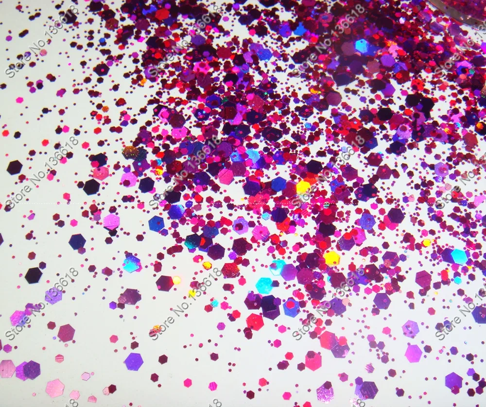 

50gram x Laser Purple Color Glitter Mixed Hexagon Powder Shape for DIY Nail Art Decorations and Glitter Crafts