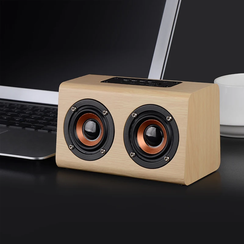 W7 Retro Wooden Wireless Bluetooth Speaker Portable Super Bass Stereo Speakers