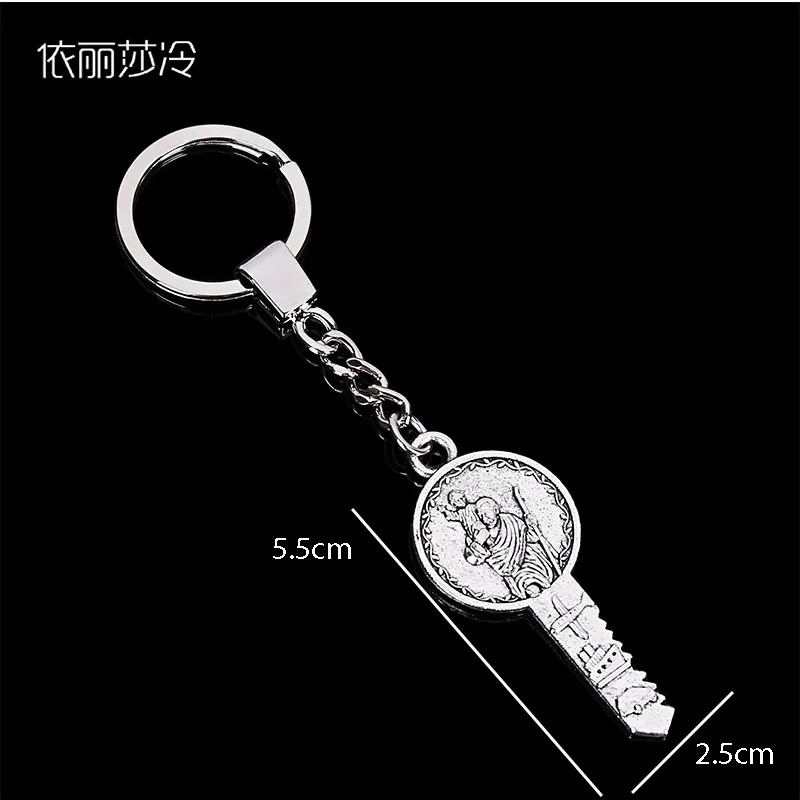 

St. Jesus Cross Key Chain, Vintage Silver Christ Saint Benedict Keychain, Key Shape Saint Bento Accessories Keychain Jewelry Gif