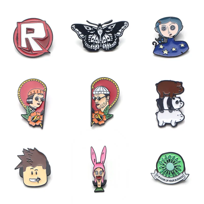 

V119 We Bare Bears and Butterfly Metal Enamel Pins and Brooches Fashion Lapel Pin Backpack Bags Badge Collection Gifts 1PCS