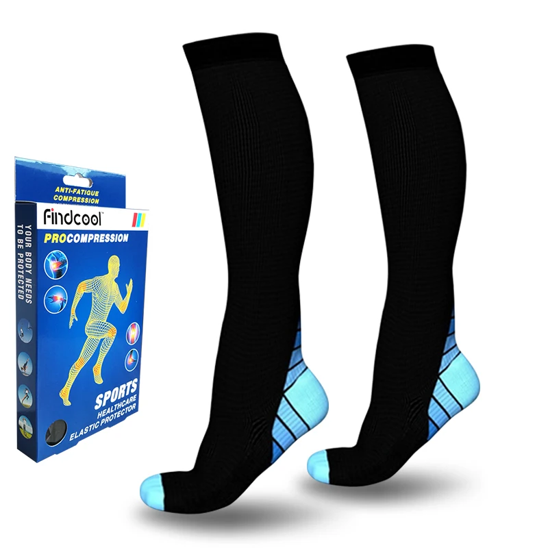 Findcool подошвенный фасцит носки для Reli для снять болезненность мышц до колена Поддержка Компрессионные носки Sokcs для Для мужчин Для женщин