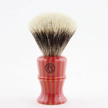 "FS"-# FI20-RY06, 20 мм тончайшая кисточка для бритья из барсучьего волоса красная и желтая полосатая ручка+ подставка