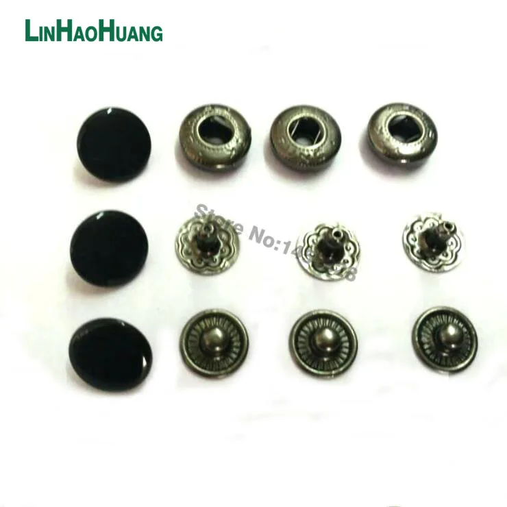 Wholesale 100sets/lot 10mm small four part brass metal button spring