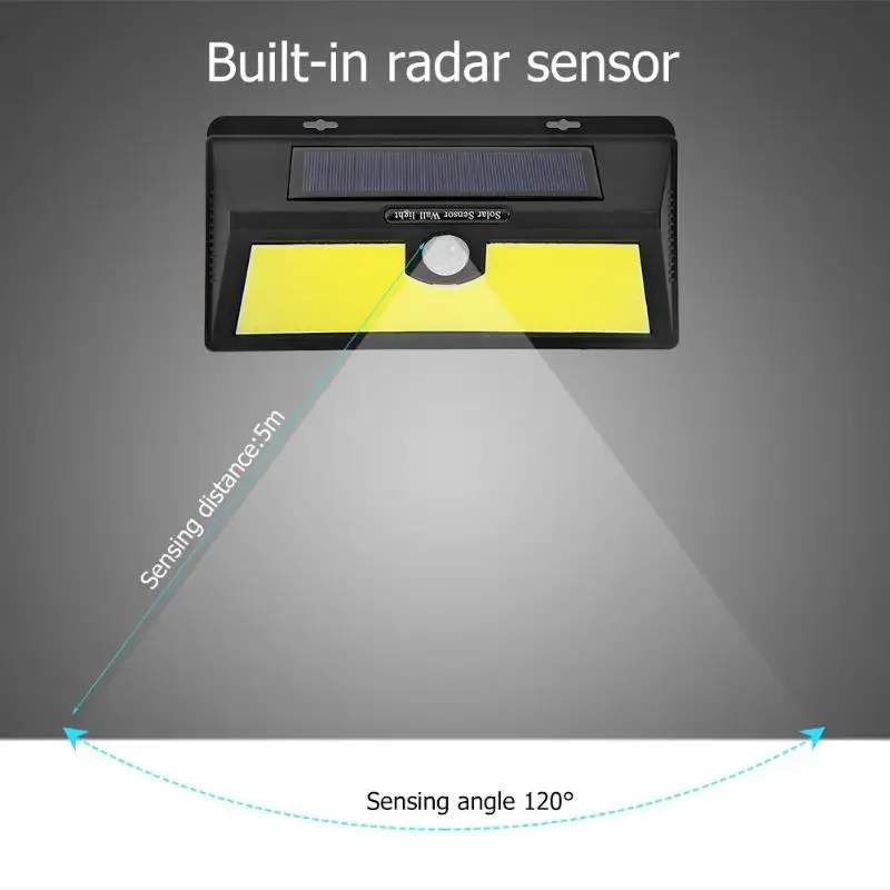 200 светодиодов Солнечный настенный водонепроницаемый садовый светильник ночник датчик движения крыльцо путь для улиц и ограждений