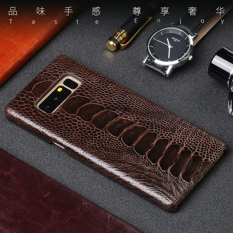 

Genuine leather Phone Case For Samsung Note 8 9 S7 Edge S8 S9 Plus A5 A7 A8 J3 J5 J7 2017 Natural Ostrich foot skin back cover