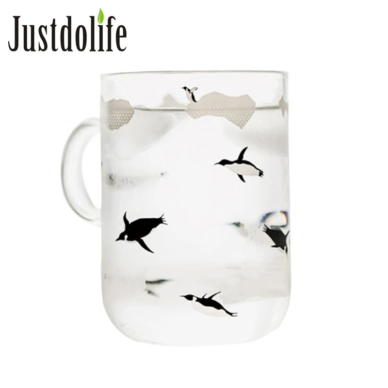 

Personality Polar Bear Penguin Printed Glass Water Cup Juice Milk Mug For Home Cute Couple Lovers Glass Coffee Mug Birthday Gift