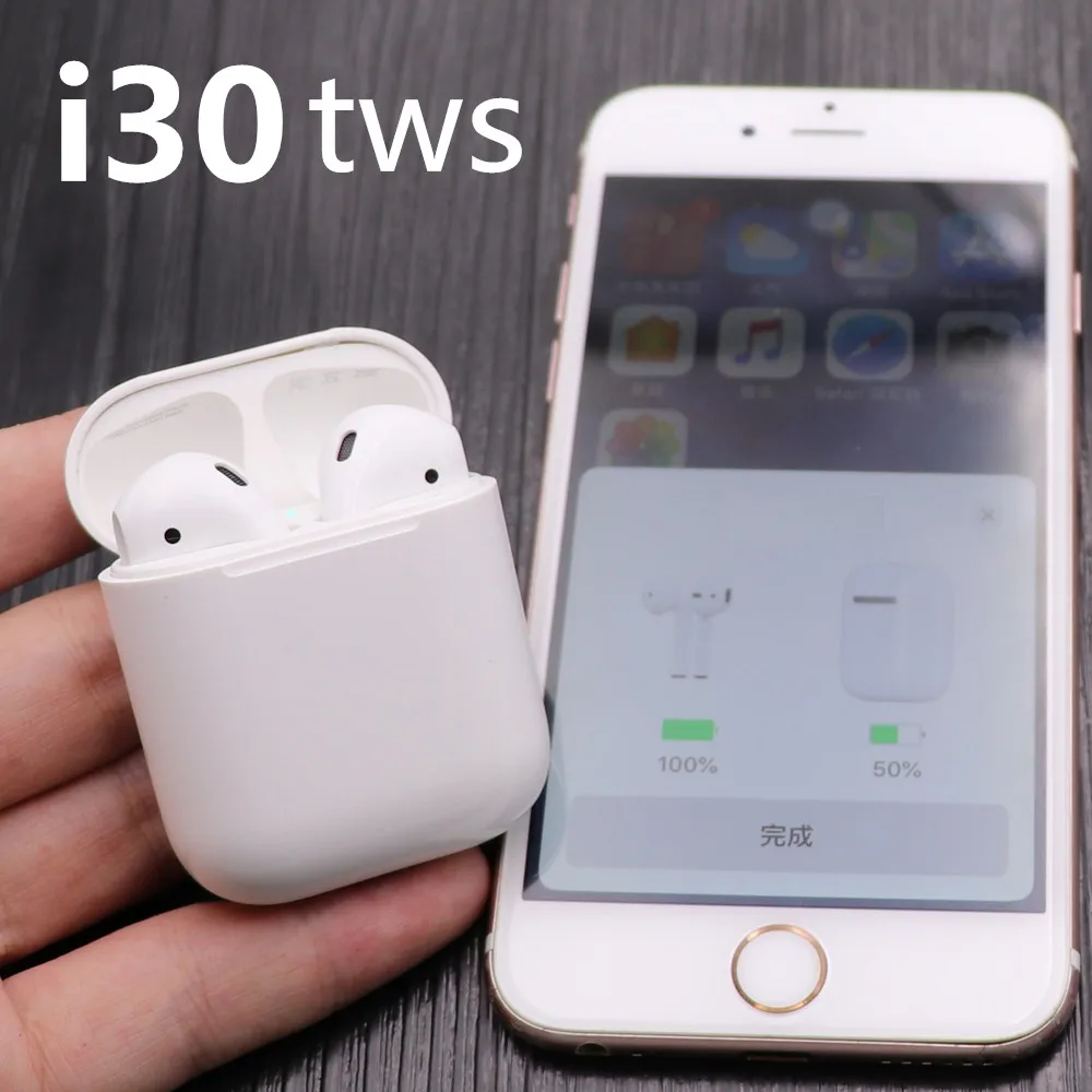 i30 TWS Pop-up 1:1 размер копия AirPODS - обзор