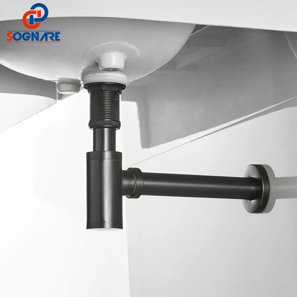 SOGNARE Bottle Trap Round Siphon 100 Brass P TRAP Wall Bathroom Vanity