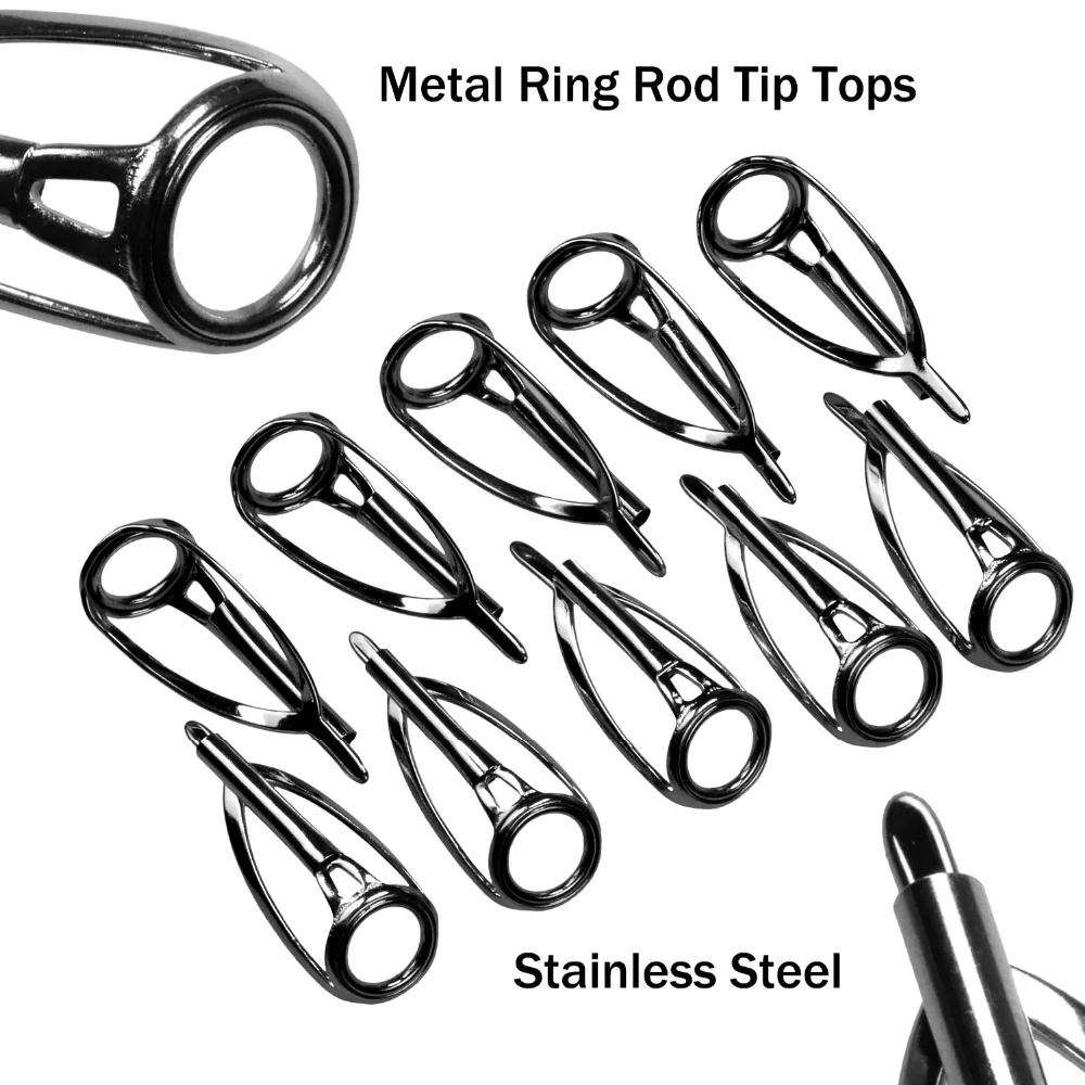 10Pcs 3.0mm Fishing Rod Tip Tops Repair Kit Stainless Steel Ring Silver Spinning Casting Fishing Pole Rod Tips Replacement Parts