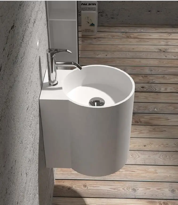 Настенная раковина Corian RS38479 для ванной комнаты с твердой поверхностью|Раковины
